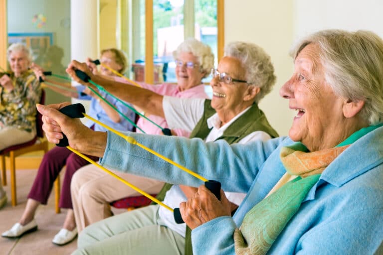 Elderly Ladies Exercising In A Gym